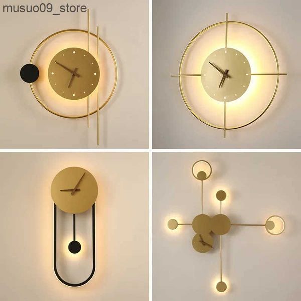 Other Home Decor Modern LED Clock Wall Lamp for Bedroom Living Dining Room Aisle Porch Home Decoration Wall Sconce Indoor Lighting Fixture L