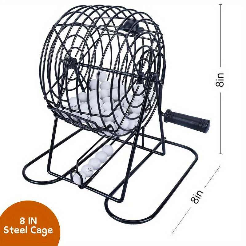 TEMU Bingo Game Set- Metal Cage Bingo Lottery Machine| Retro Desktop Lottery Machine, - Summer Party Interactive Game Artifact