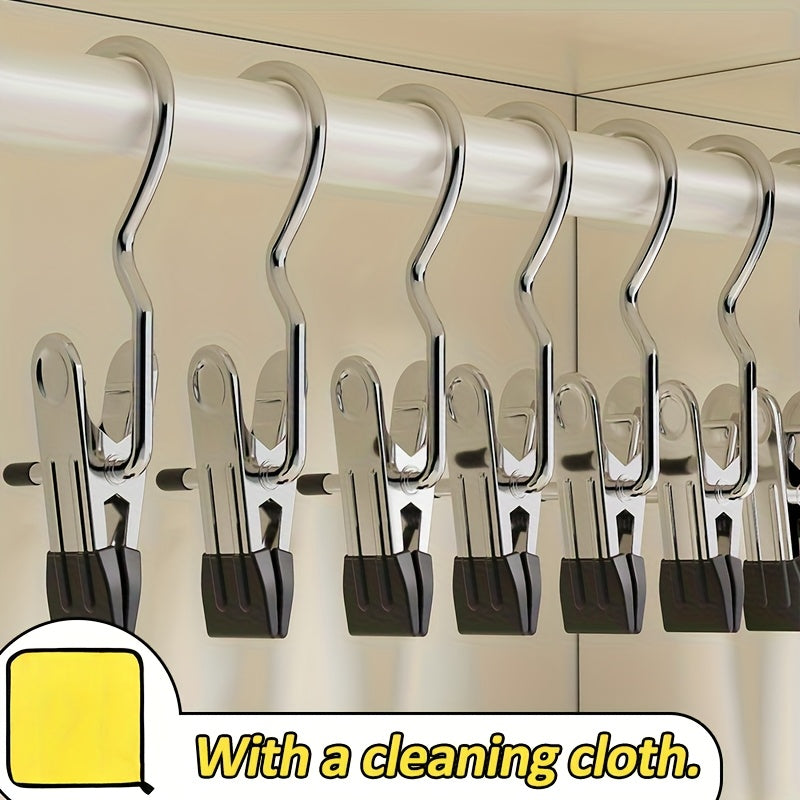 TEMU 30 Stainless Steel Hangers With Clips, Storage, A Scouring Pad.suitable For Pants, Skirts, And Jeans - Durable, Versatile Metal Clothes Hangers