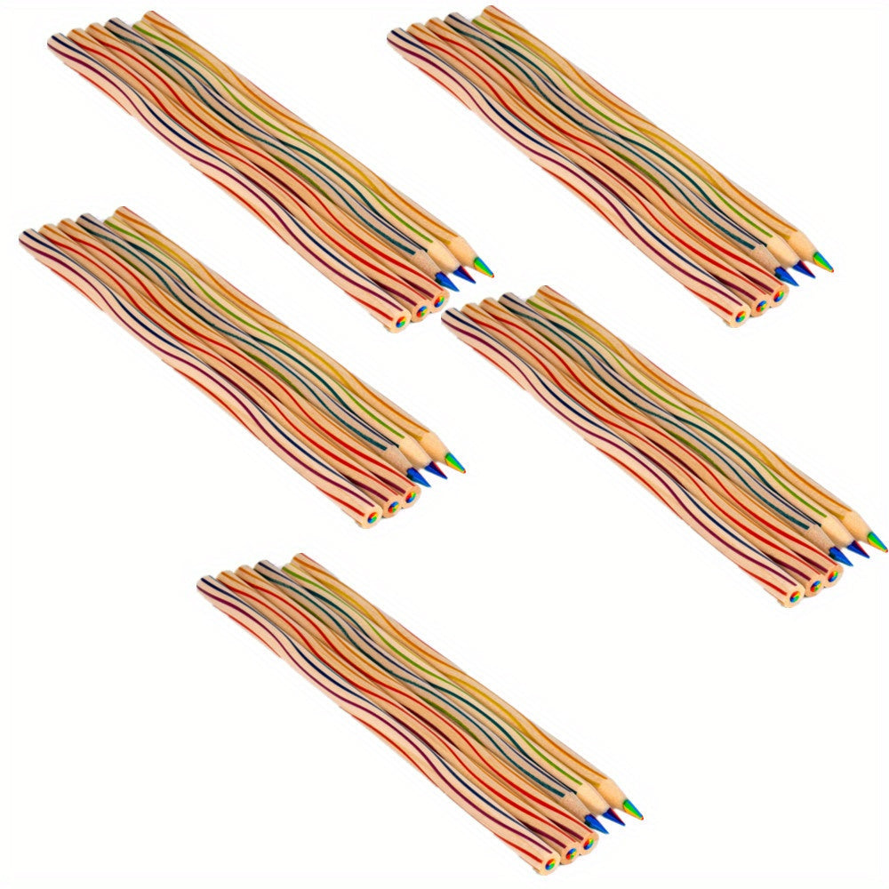 TEMU 30pcs Vibrant Rainbow Colored Pencils - Ideal For Art & Writing, Students & Office Use, Great As Christmas Stocking Stuffers Or Valentine's Day