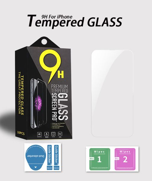 9H Screen Protectors for iPhone 15 14 13 Mini Pro Max 11 12 XR XS 7 6 8 Plus Samsung 0.33mm Clear Tempered Glass Film with Retail Package