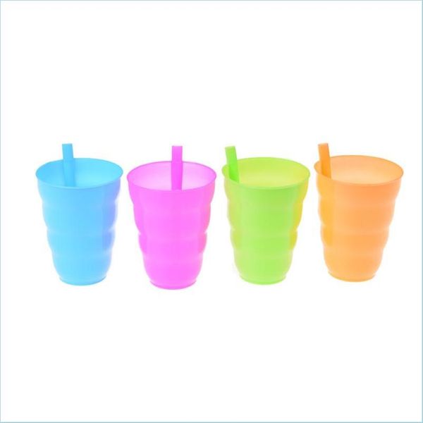 Mugs Plastic St Cup Kids Colorf Mug With Built In Summer Juice Water Candy Color Cups Drop Delivery Home Garden Kitchen Dining Bar Dr Dhpra