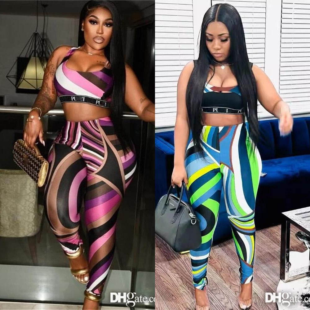 Fashion Clothing Women Designer Tracksuit Casual Two Piece Set Lady Letter Printed T Shirt Top Trousers 2Pcs Sets For Ladies Outfits