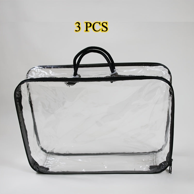 TEMU Clear Yarn Storage Bags With Zipper & Handles - Transparent Knitting & Crochet Organizer For Colorful Yarn, 11.8x15.75x3.94 Inch, Durable Craft