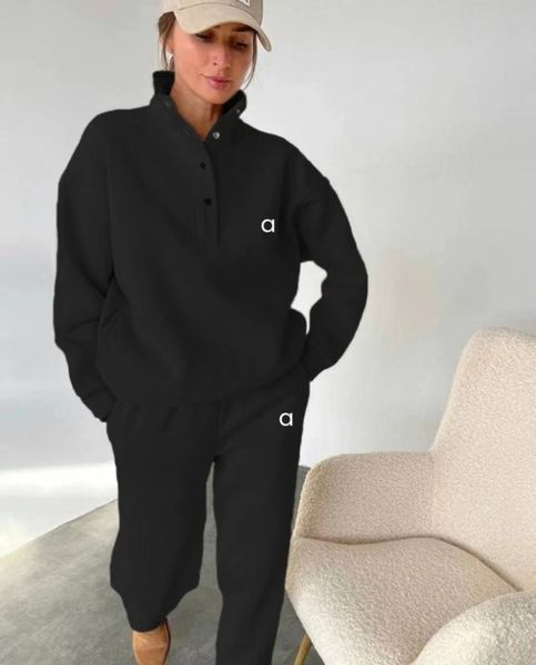 Women Sports Hooded ALL6825 Sweater Yoga Two Piece Set Winter Coat Fitness Sweatshirt Workout Hoodie Long Pants Jogger Suit Gym Tracksuit Au