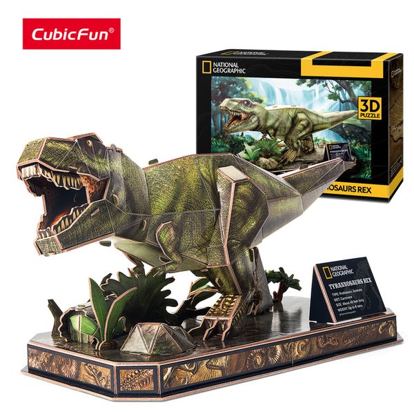 3D Puzzles CubicFun Dinosaur Jurassic World Tyrannosaurus Rex Model Toys National Geographic Primeval Forest for Kids Adults 230704