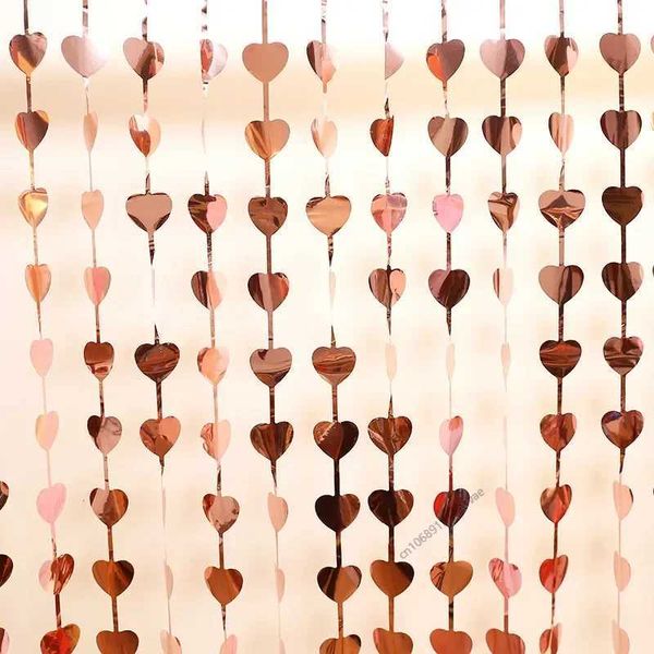 2M Love Heart Party Background Wedding Decoration Foil Curtain Glitter Wedding Photo Background Valentines Day Birthday BabyShower W250108