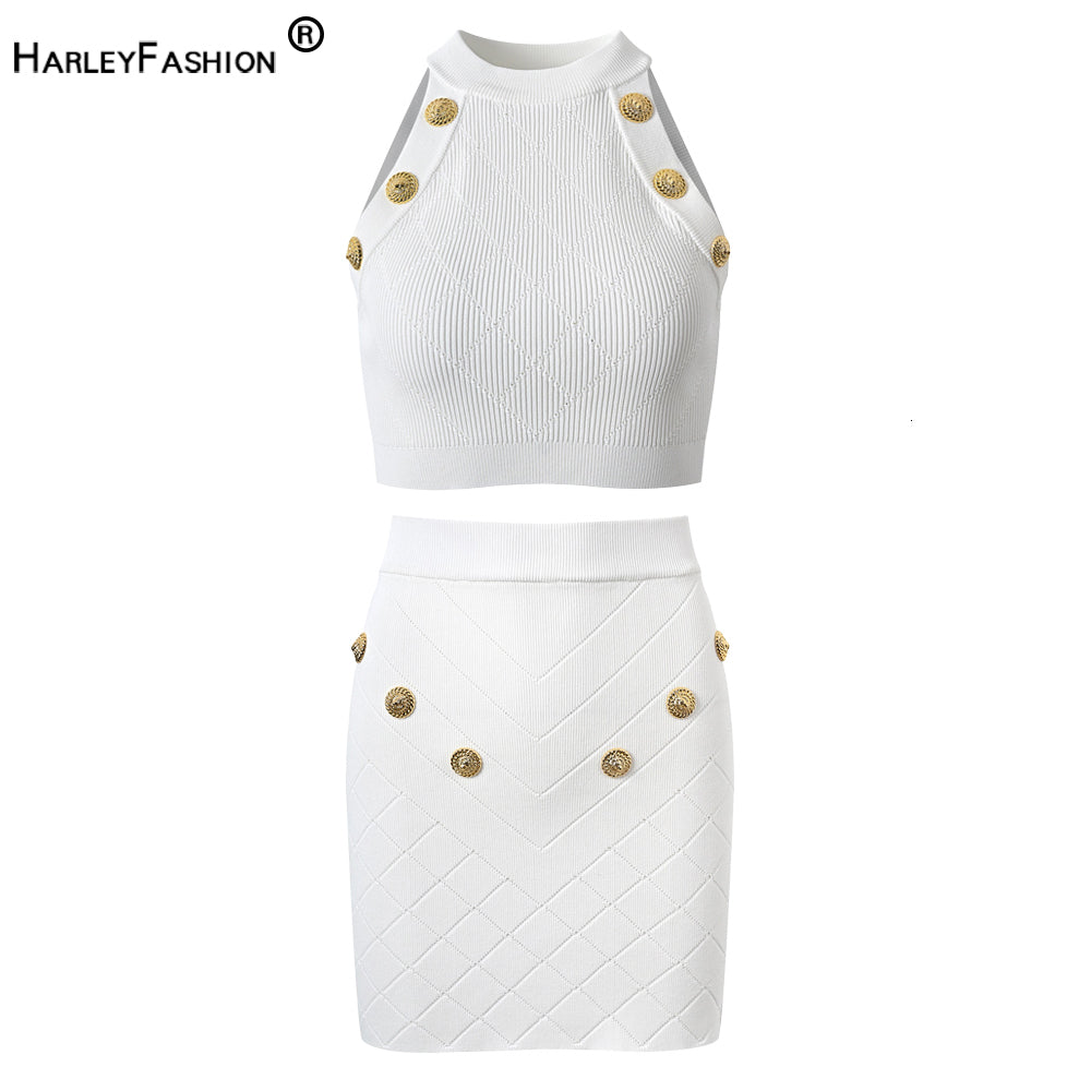 Y2k 2Pcs Vest Sets Sleeveless Short Tops Plaid Pattern Mini Skirt Sheath Design Women Summer Knitting Outfits