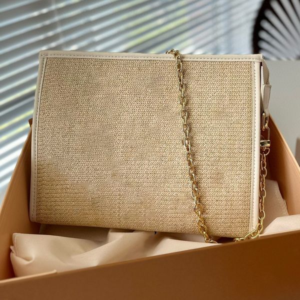 Toiletry bags Womens Clutch Phone Cosmetic Mini Pochette Toilet Beauty Case Accessories crossbody Straw chain shoulder bag beach bag messeng