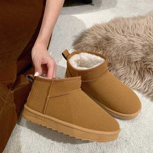 Boots New Snow Mini Winter Sheepskin Womens Waterproof Natural Wool Ankle Fur Lined Warm Flat Shoes H241105