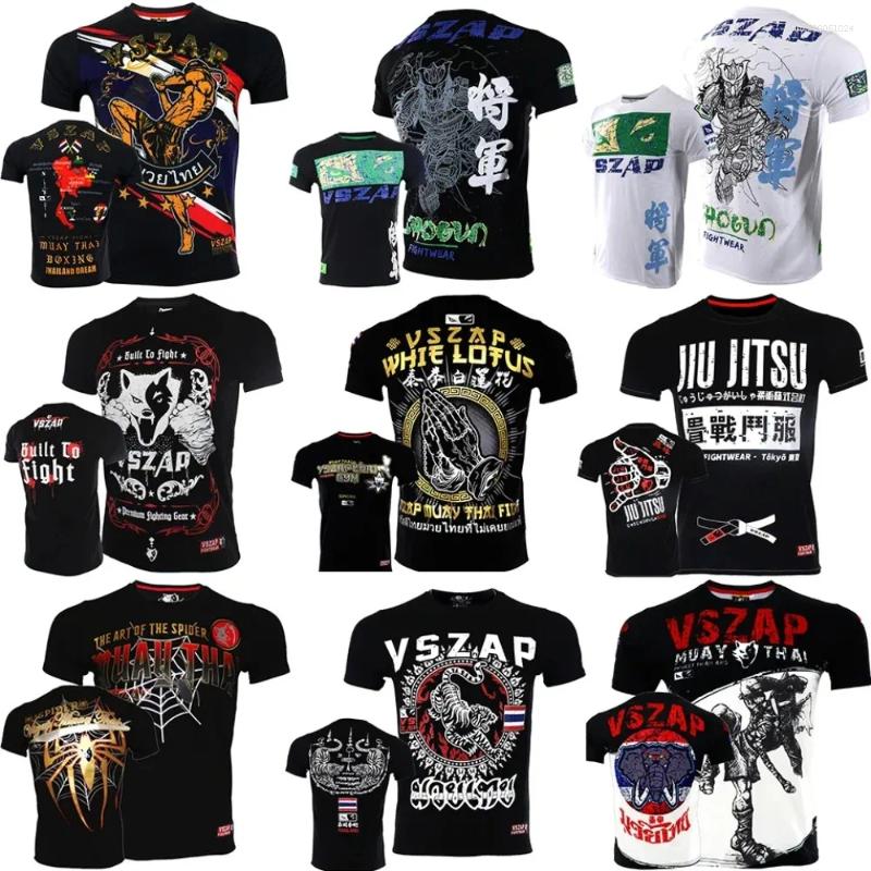 Men&#039;s T Shirts BJJ Rash Guard Vszap Mens Jiu Jitsu MMA Compression Top Fightwear Short Sleeve Combat Boxing Training Muay Thai Shirt S-4XL