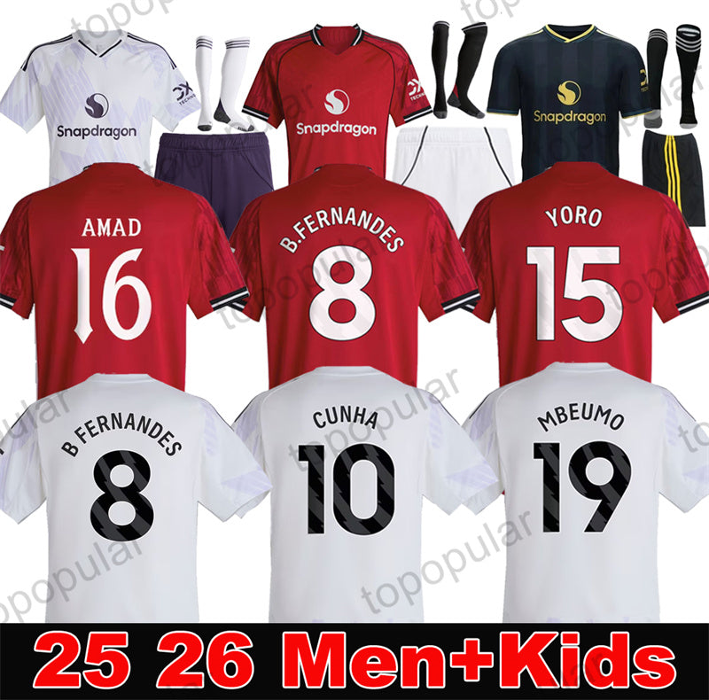 25 26 CUNHA Soccer Jerseys AMAD MAINOO GARNACHO MOUNT HOJLUND B.FERNANDES Football shirts Women Men Kids kit CASEMIRO DE LIGT Home Away 3rd Long Sle