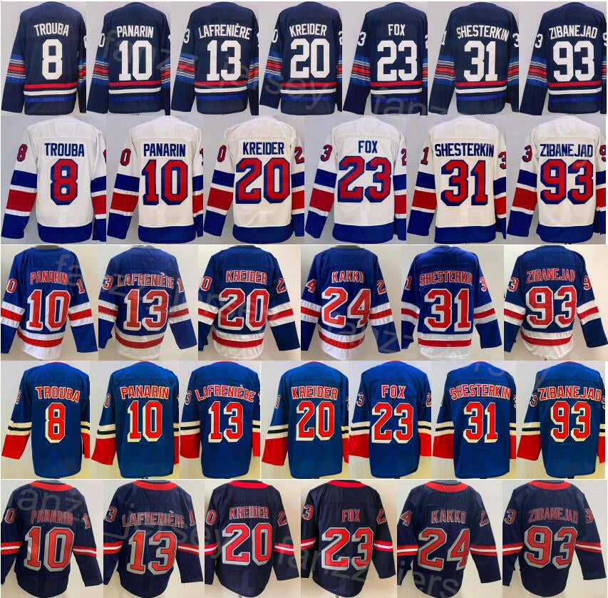 Stadium Series 2024 Hockey 31 Igor Shesterkin Jersey 13 Alexis Lafreniere 10 Artemi Panarin 93 Mika Zibanejad 20 Chris Kreider 23 Adam Fox 8 Jacob T