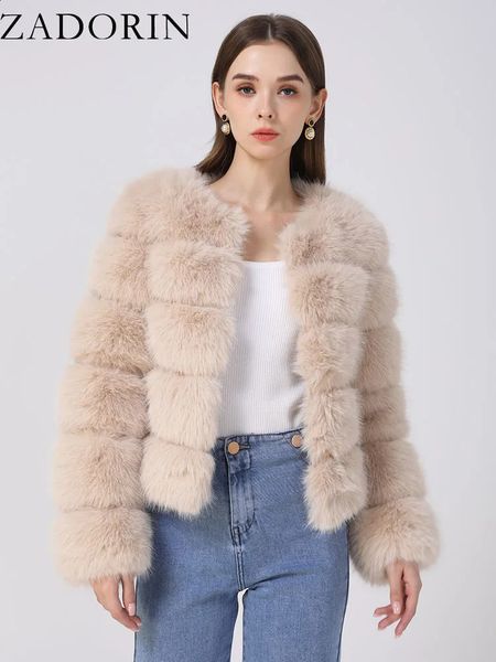 ZADORIN Long Sleeve Faux Fox Fur Coat Women Winter Fashion Thick Warm Fur Coats Outerwear Fur Jacket Women Clothing 241121