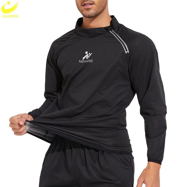 LAZAWG Sauna Top for Men Sweat Long Sleeves Weight Loss Shirt Thin Fat Burning Fitness Sportwear Slimming Suit Gym Body Shaper 240618