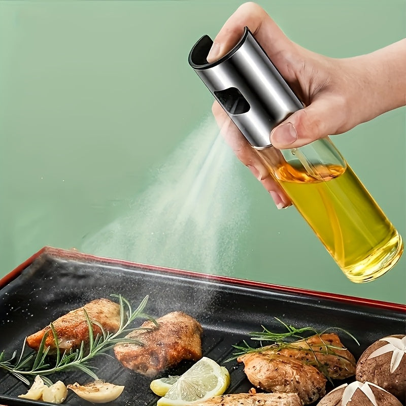 TEMU 1pc Glass Cooking Oil Sprayer - 3.38oz, Easy Pressure Fine Mist Dispenser For Olive Oil, Soy Sauce & Vinegar - Air Fryer, Bbq, Salad & Baking -