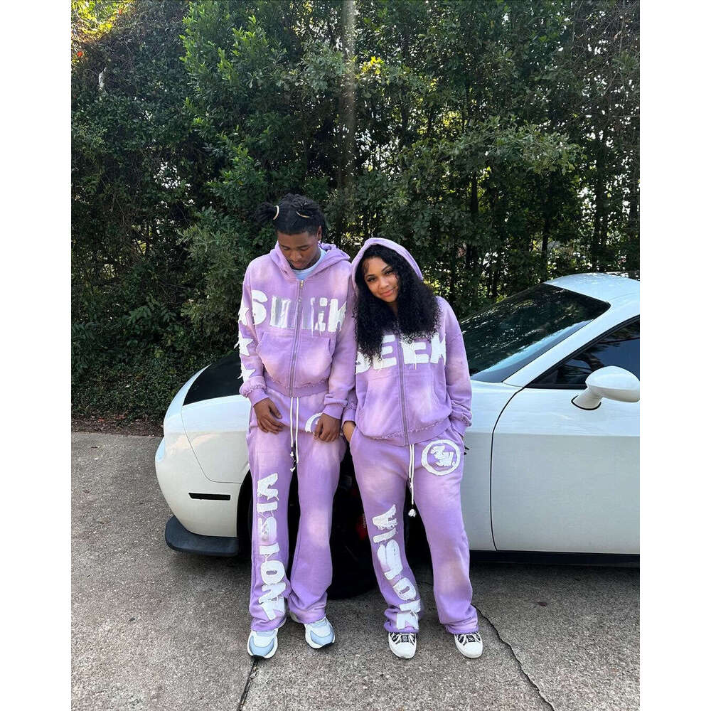 Men&#039;s Hoodies Aesthetic Grunge Five-Pointed Star Letter Patchwork Printing Retro Cardigan Coat Casual Loose Straight Pants Men Women tracksuits