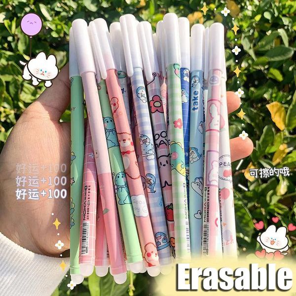 Ballpoint Pens 12 Pcs Kawaii Erasable Gel Set 05mm for Kids Cute Pen Refill Writing Office Students School Supplies Stationery 231113
