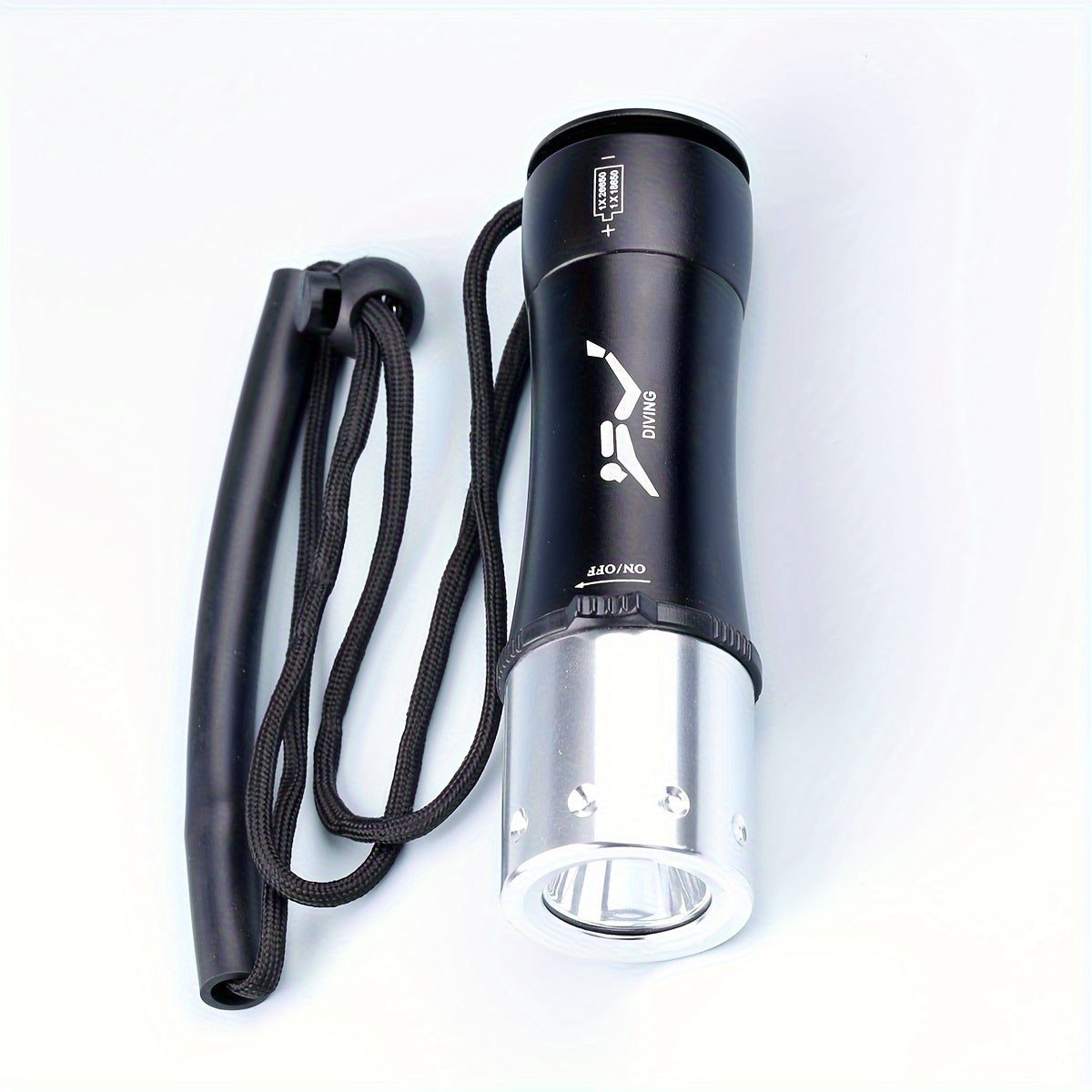 TEMU 1pc L2 Led Diving Flashlight With Usb Charger & 18650 Battery – 3 (high-low-strobe), Aluminum Alloy, Adjustable Lanyard, Night Diving,