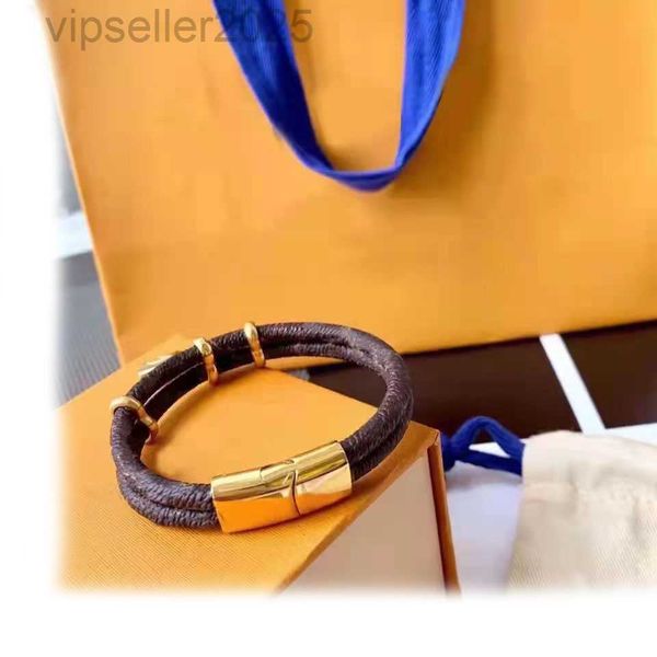 Designer Brand luxury jewelry double leather rope female male designer leather bracelet high-end elegant fashion gift belt box