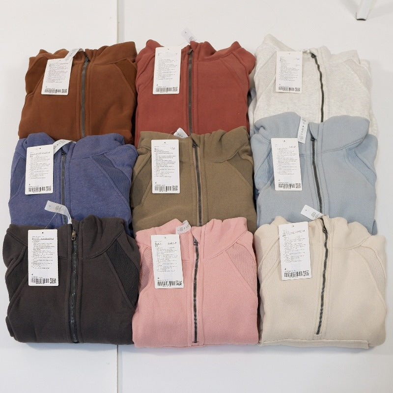 Hoodie Scuba Women Hoodie Yoga Wear Autumn Winter Thick Long-sleeved Fleece jacket Half Zipper Sport Hooded Pullover Women&#039;s Cardigan Sweatshir