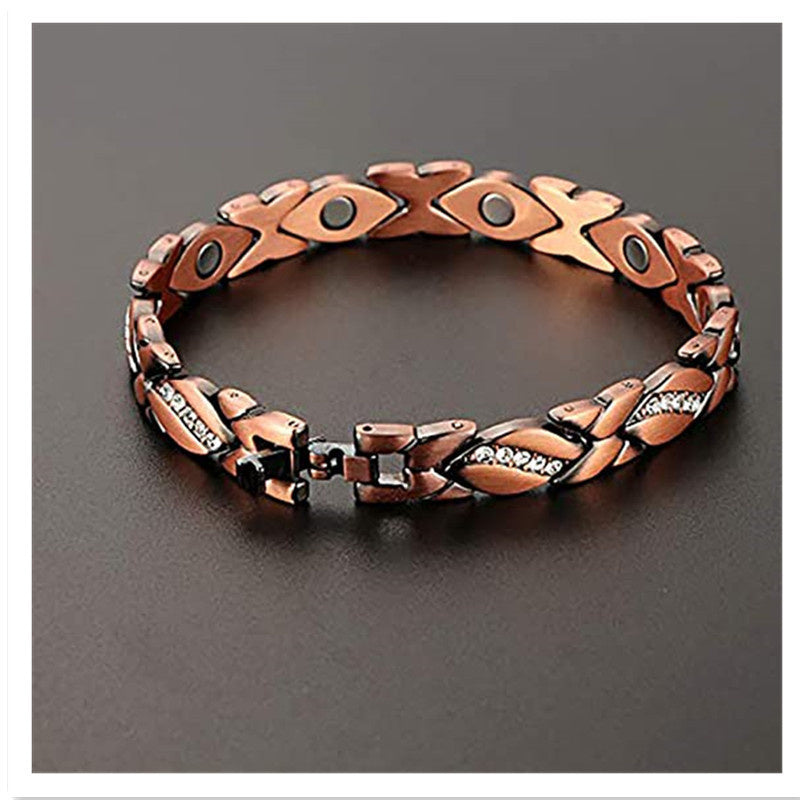 TEMU Solid Copper Bracelet, Suitable For Men And Women, Adjustable Size, A Fashionable Item, Perfect As A Gift For Or Parents.10pcs, Daily Wear,