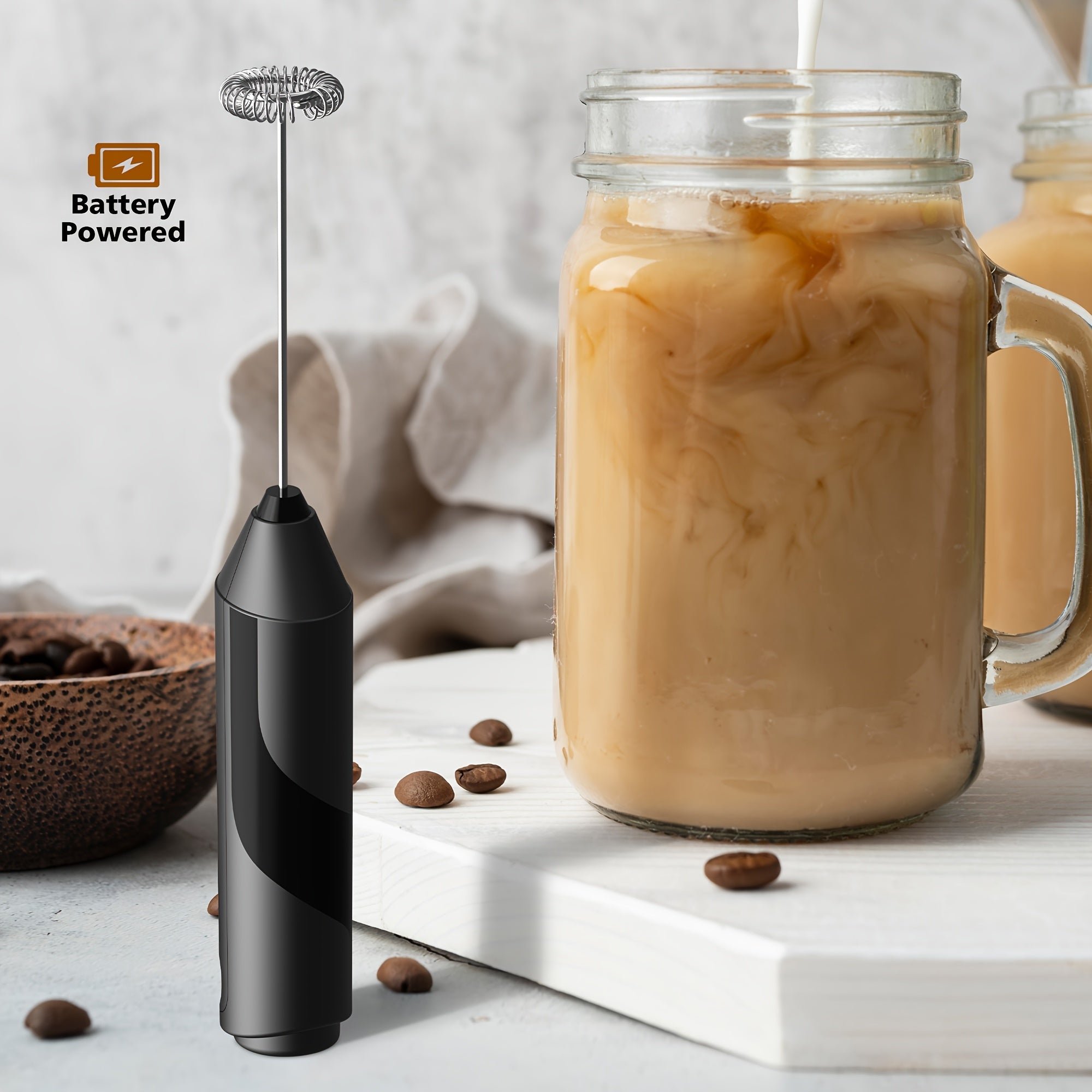 TEMU Powerful Battery Operated Electric Handheld Milk Whisk For Coffee, Latte, Cappuccino, Hot Chocolate, Latte - Halloween & Christmas Gifts, Best