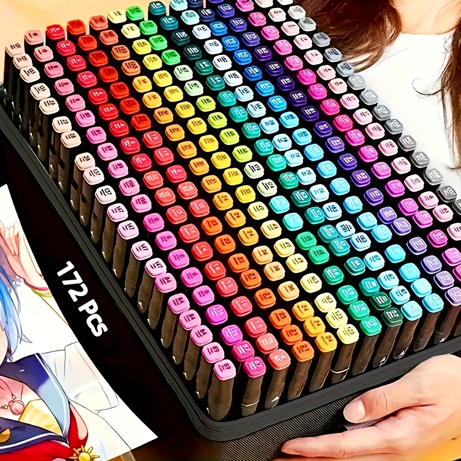 TEMU Alcohol Markers 172 Colors Dual Tips Art Markers Sketch Pens Set, Art Set Drawing Markers Pen, Art Supplies Kit For Adult Coloring, Sketching,