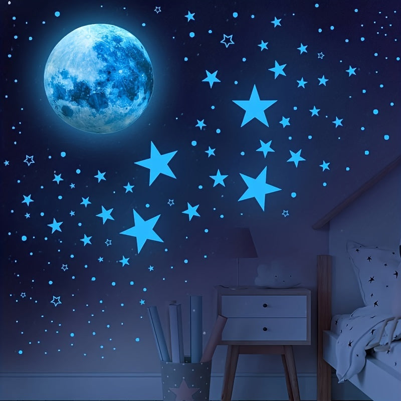 TEMU 435pcs -the-dark Ceiling-wall Stickers - Removable Night Sky Decals, Tiles Room,, Bedroom, - , Reusable Diy Glow Under Dark