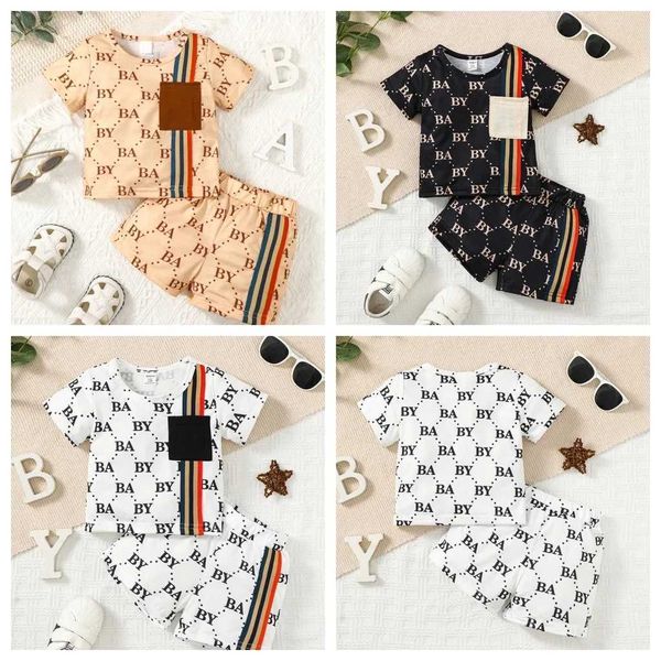 Clothing Sets 2PCS Summer Toddler Baby Boy Clothing Set T-shirt Letter Short Slve Top+Shorts Light Luxury Style for Baby boy 0-3 Years Y2501