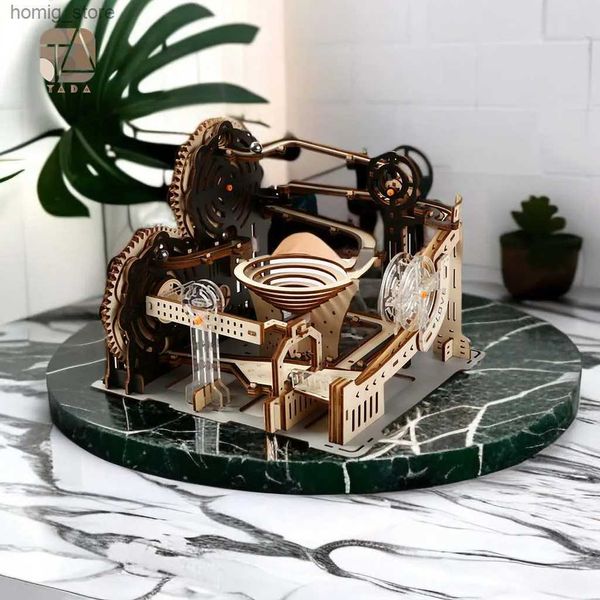 3D Puzzles Tada DIY 3D Wooden Marble Run Set City Puzzle Building Block Kits Assembly Model Toys Creative Game For Kids Birthday Gift Y24041