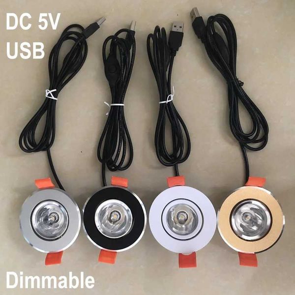 USB 5V ceiling LED tube light dimmable 1W 3W mini spotlight cutting 50mm embedded spotlight jewelry wine cabinet counter display CL240830