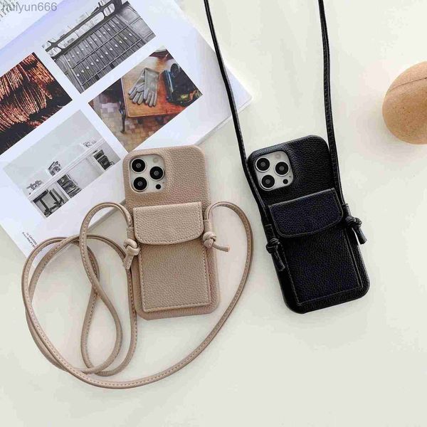 designer phone case iPhone 15 14 Pro max 13 12 11 mini 7 8 plus x xs xrThe new has a shoulder strap and strap suitable lychee grain genuine