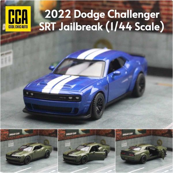 1-44 Dodge Challenger SRT Hellcat Toy Car Model Diecast Metal Vehicle Miniature Pull Back Doors Openable Collection Gift for Kid X250125