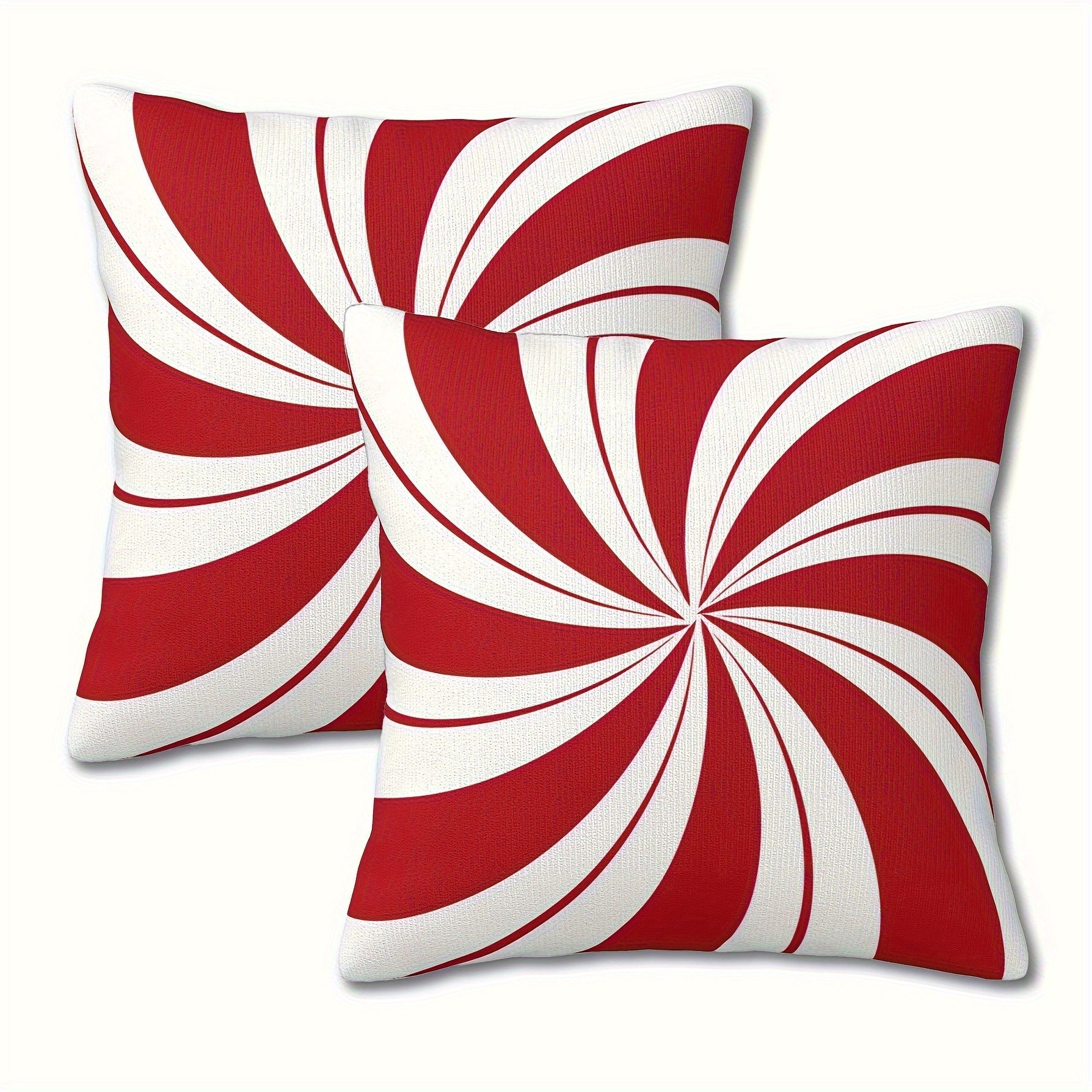 TEMU 2-pack Festive Red Swirl Christmas Pillowcases, Modern Short Plush, Perfect For Home And Outdoor Decor