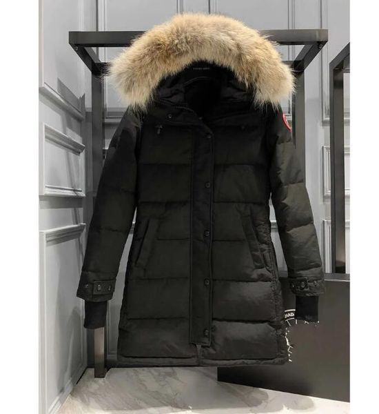 Woman Fur Puffer Coat Canada Canadian Long Parkas Coats Winter Classic Pattern Down Jackets Designer Womens Canada Puff Jacket Outerwear Hig