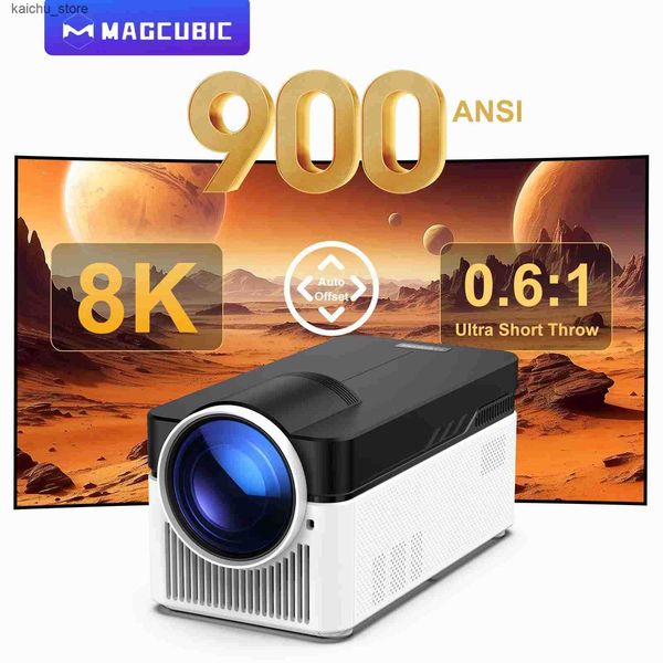 Projectors Magcubic Ultra Short Throw HY450 Projector With Auto Offset 1080P 8K Electronic Focus 900 ANSI WiFi6 BT5.4 Allwinner H716 Voice J
