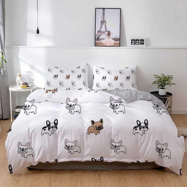 French Bulldog Bedding Cartoon Puppy Childrens Bedding Cute Down Duvet Cover and Case of Kavay Boys and Girls X241029