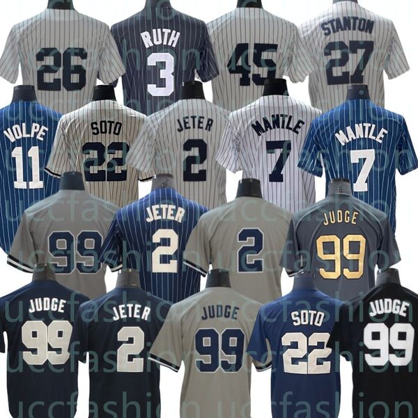 2024 Aaron Judge Baseball Jersey Soto Gerrit Cole Anthony RizzoJeter Josh Donaldson Giancarlo Stanton GleyberTorres Rivea size S-3XL