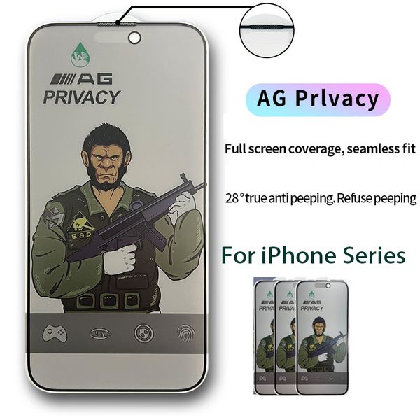 3Pack Matte Privacy Screen Protector For iPhone 16 15 14 Plus 13 12 11 Pro Max Mini Anti Spy AG Tempered Glass Film for iPhone X XS Max