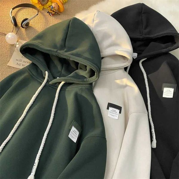 Autumn new solid color hoodie mens sportswear Y2K street clothing decal hoodie womens oversized wool pull over hoodie W250117