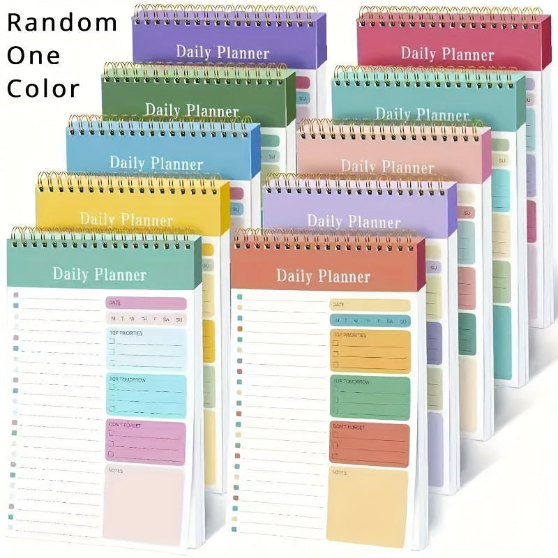 TEMU Colorful 5"x8" Daily Planner Notebook - 30 Pages, Spiral-bound With Monthly & Weekly Layouts, To-do , Gratitude & Fitness , Ideal For School &