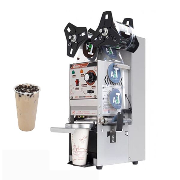 Cup Sealing Machine 90mm - 95mm Diameter Semi-Automatic Bubble Tea Cup Sealer Stainless Sealing Machine for Commercial Cocoa Drinks