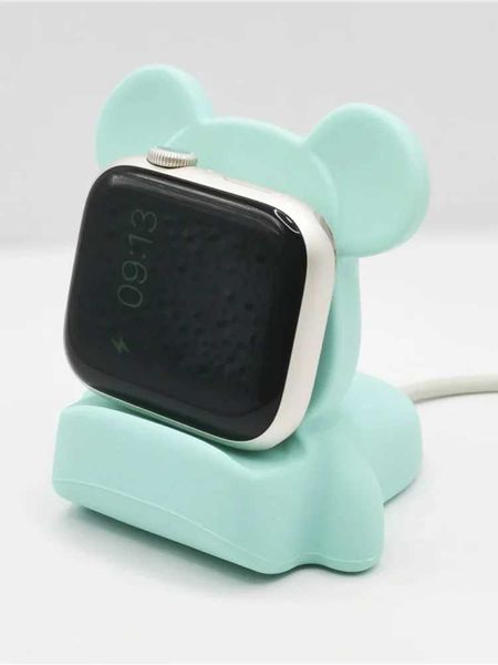 Cell Phone Mounts Holders Cute Bear Charger Stand For iWatch 8 7 6 Silicone Holder For Airpods Desktop Cartoon Base Station Dock For Watch J