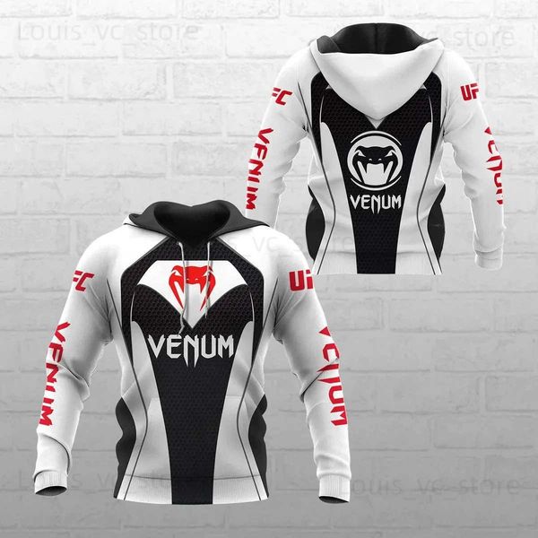 Men&#039;s Hoodies Sweatshirts 2023 VENUM Men&#039;s Boxing Training Hoodie Top Printed 3D Round Neck Slim Fit Casual Zipper Sports Matching