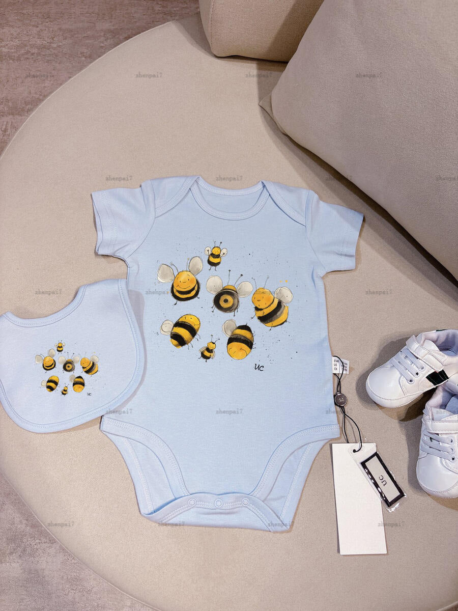 Top newborn bodysuit Adorable animal print toddler romper designer Baby clothing Short sleeve infant jumpsuits And bib A135X04N099