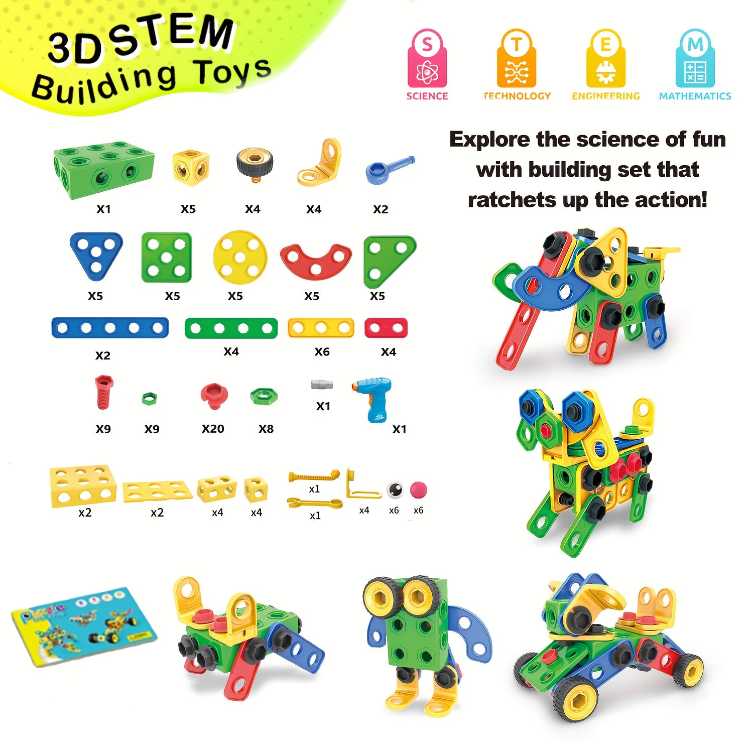 TEMU [stem Toys] 195pcs Educational Stem Toys, Building Blocks Toys For + Years Old, Building Toys With Storage Box For Activities Games, Halloween