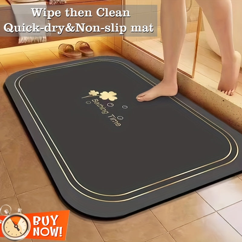 TEMU Soft Mud Bath Mat - Quick-dry Non-slip Bathroom With Absorbent Surface, Clean As - Bath, Kitchen, Entryway Floor Mat - Dirt-trapping Border -