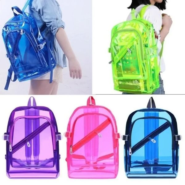 Fashionable Transparent Backpack Waterproof PVC Transparent Plastic Daily Backpack Mini Teen Girl Notebook School Bag 240824