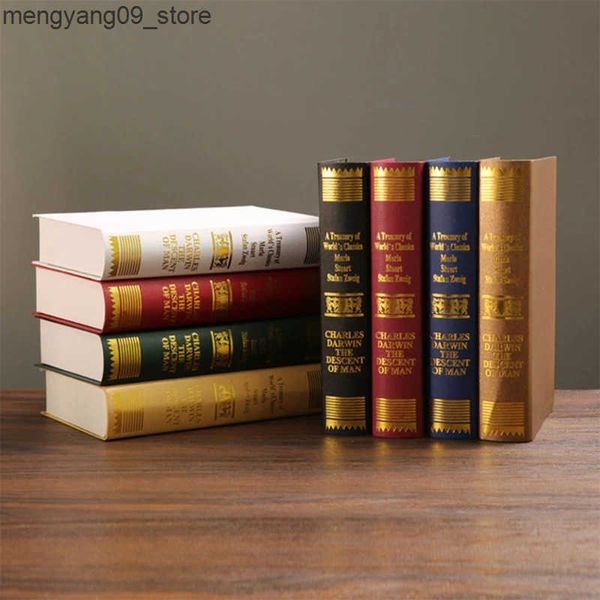 Other Home Decor Creative European Style Retro Fake Book Box Vintage Antique Imitation Notebook Model for Club Hotel Living Room Decor J2412